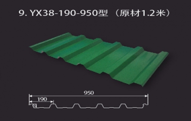 壓型鋼板YX38-190-950型（原材1.2米）